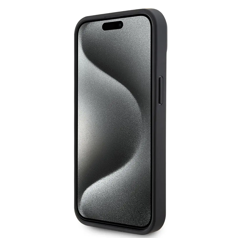 iPhone 15 Deri Dikişli Metal Logolu Kılıf - Ferrari Lisanslı