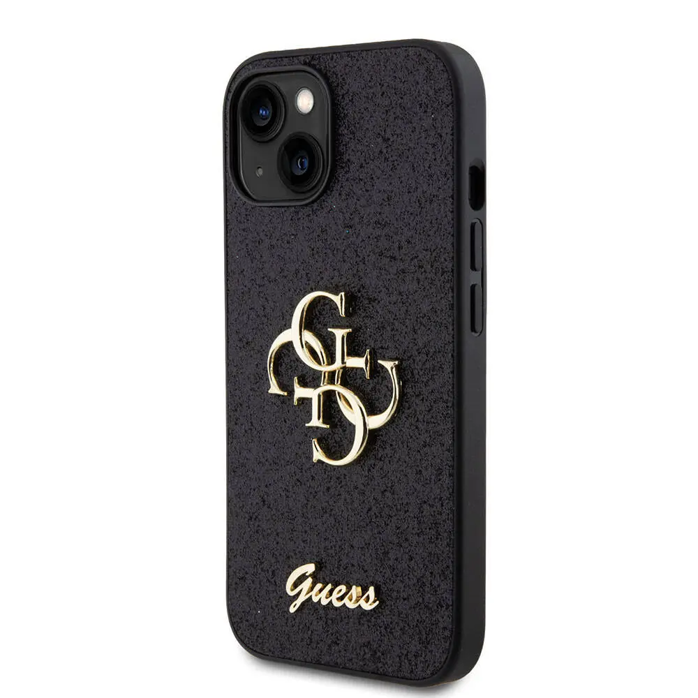 iPhone 15 Uyumlu Glitter Kılıf - Guess 4G Büyük Metal Logo