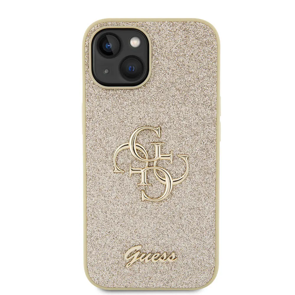 iPhone 15 Uyumlu Glitter Kılıf - Guess 4G Büyük Metal Logo