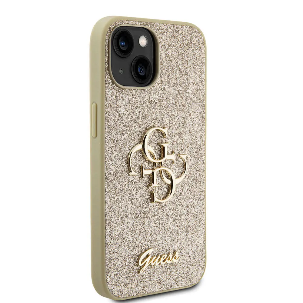 iPhone 15 Uyumlu Glitter Kılıf - Guess 4G Büyük Metal Logo