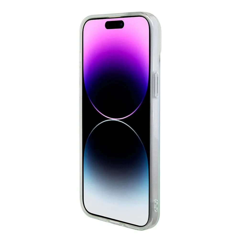 iPhone 15 MagSafe Uyumlu Iridescent Kılıf - Guess Yazı Logolu