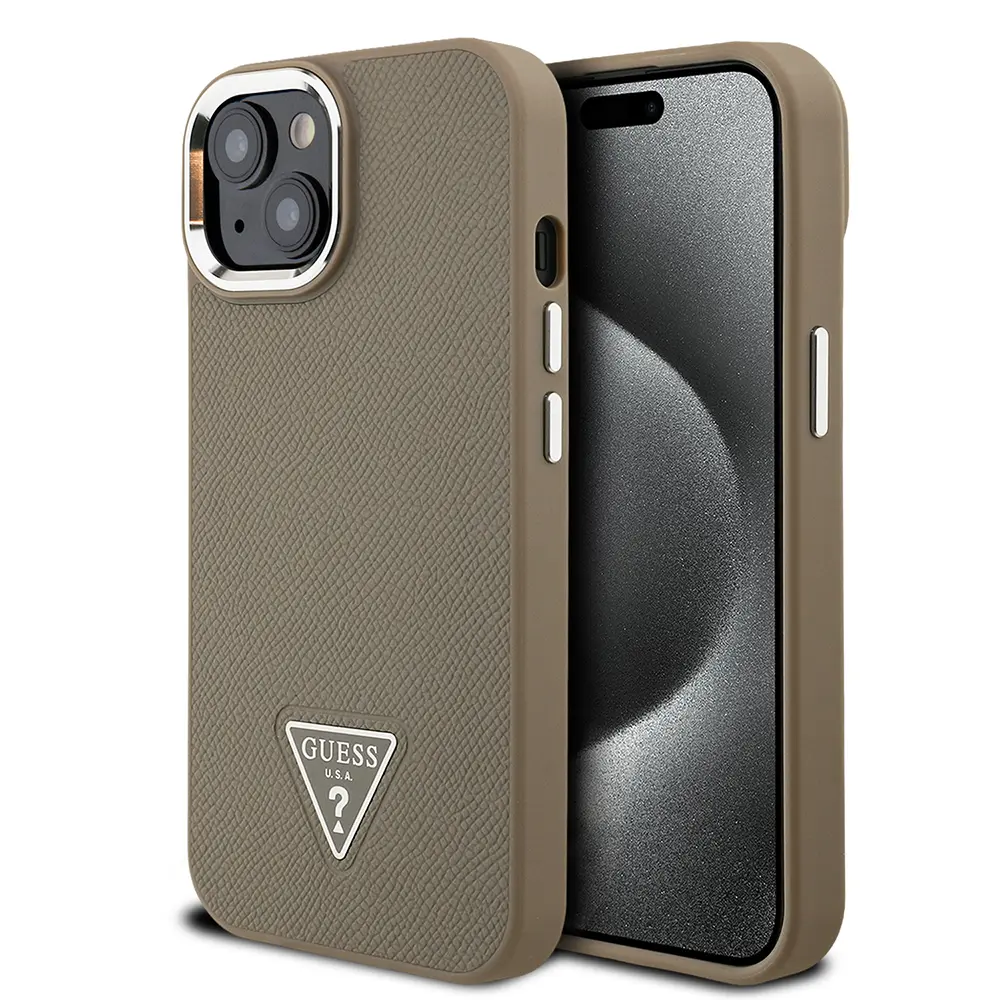 iPhone 15 MagSafe Uyumlu Grained Triangle Kılıf - Guess