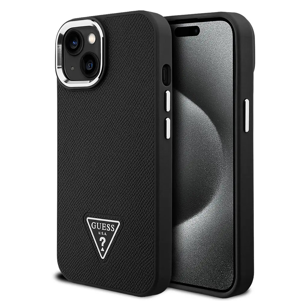 iPhone 15 MagSafe Uyumlu Grained Triangle Kılıf - Guess