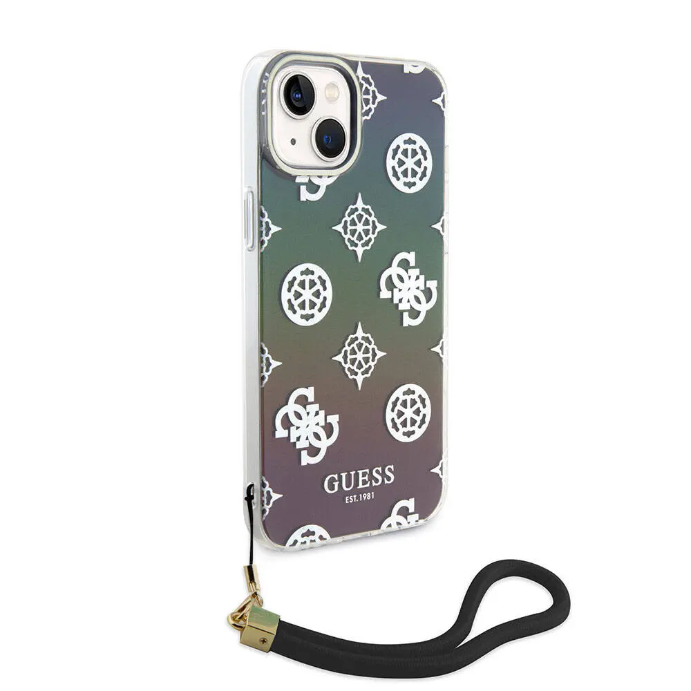 iPhone 15 Holografik Glitter Kılıf - Guess Peony Lisanslı