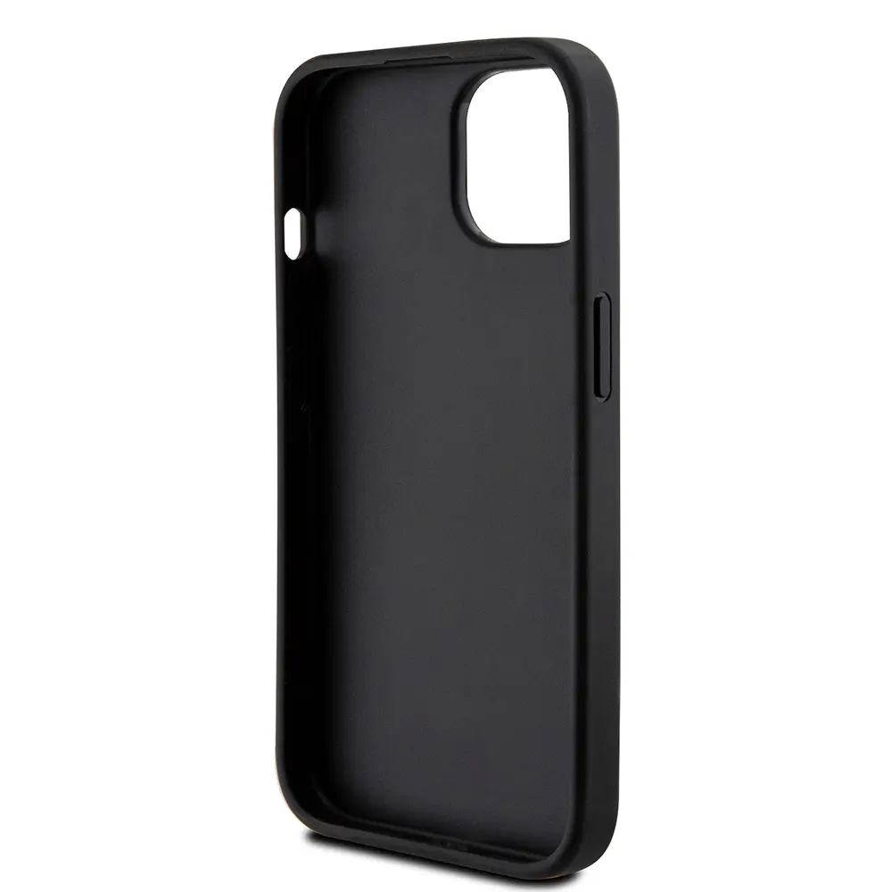 iPhone 15 Lisanslı Gül Baskılı Kılıf, Büyük Metal Logo - Guess