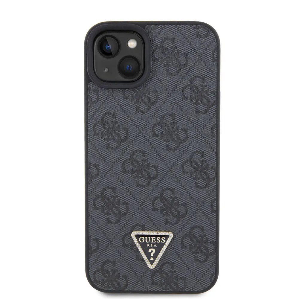 iPhone 15 Askılı Taşlı Kılıf - Guess Lisanslı PU Deri