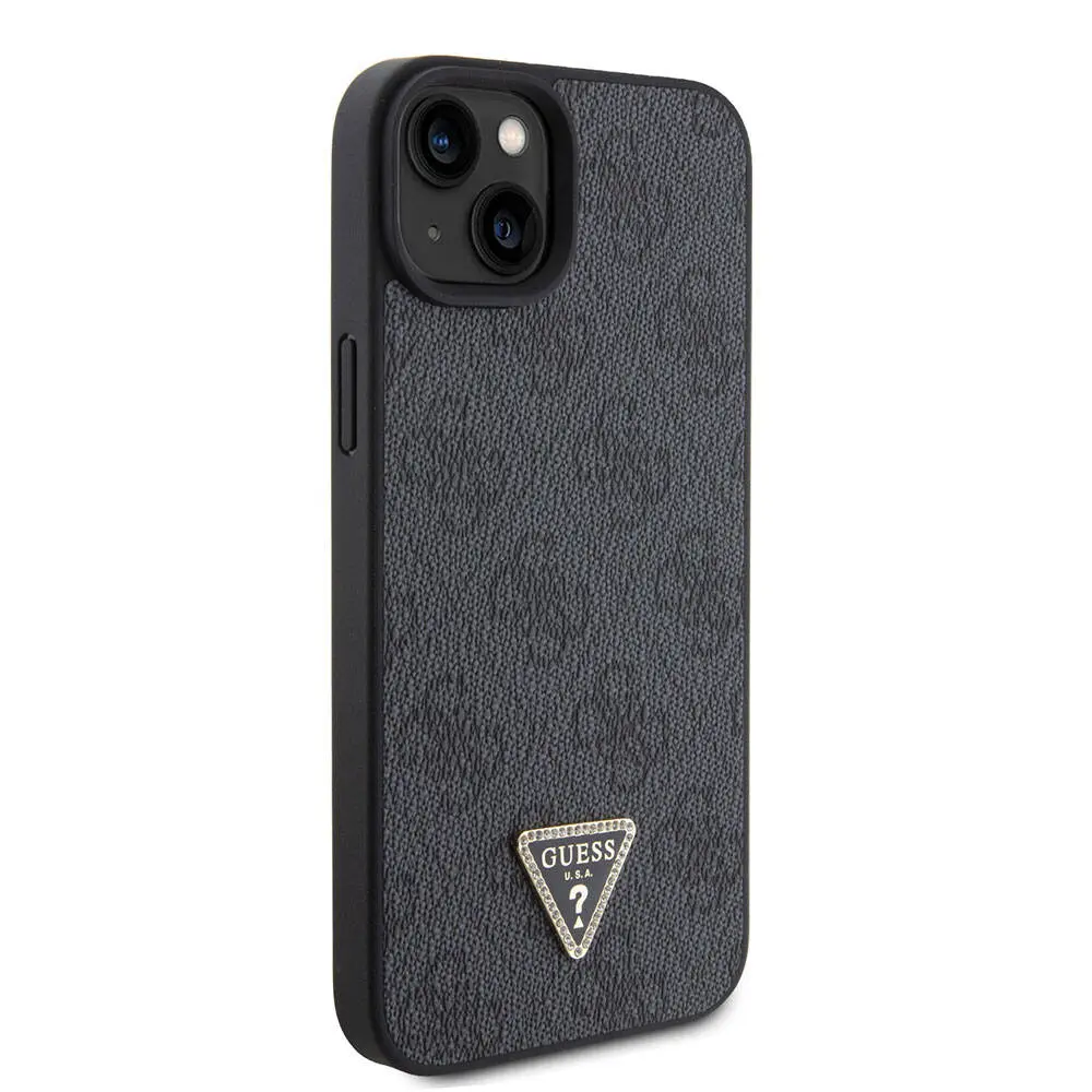 iPhone 15 Askılı Taşlı Kılıf - Guess Lisanslı PU Deri