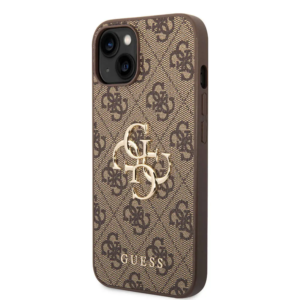 iPhone 15 PU Deri Desenli Kılıf, 4G Metal Logo - Guess