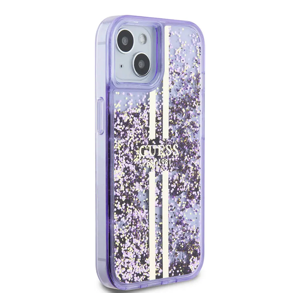 iPhone 15 Şeffaf Sıvılı Simli Kılıf - Guess Lisanslı