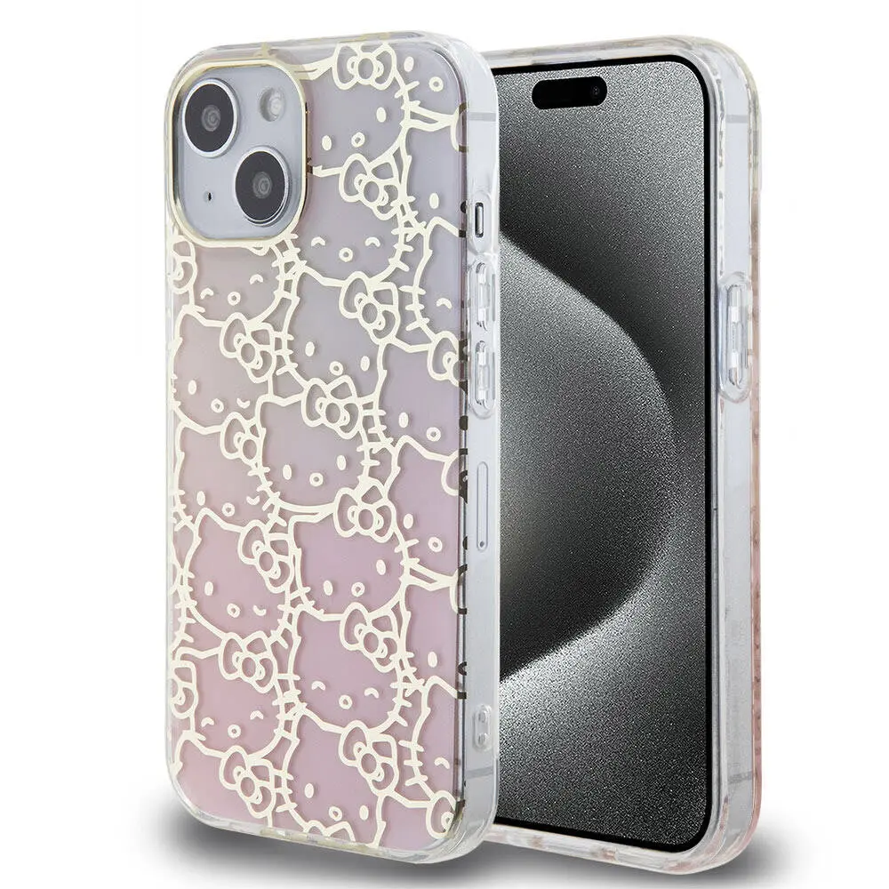 iPhone 15 Lisanslı Hello Kitty Renk Geçişli Kılıf - Pembe