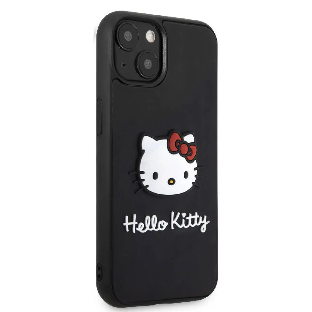 iPhone 15 Hello Kitty Lisanslı Kılıf, Siyah 3D Tasarım