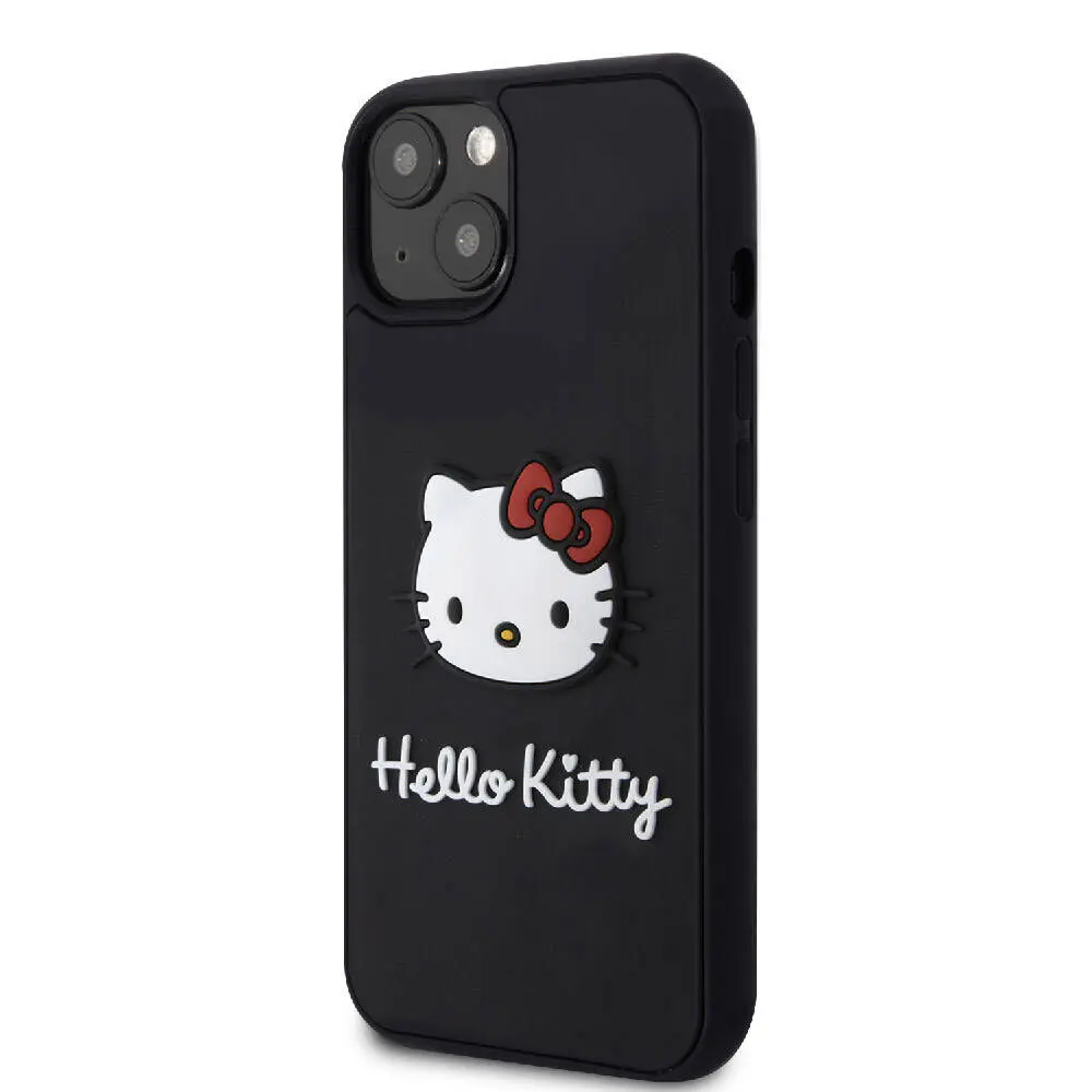 iPhone 15 Hello Kitty Lisanslı Kılıf, Siyah 3D Tasarım