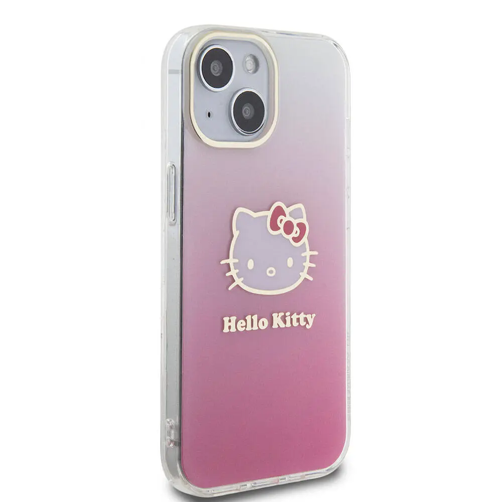 iPhone 15 Hello Kitty Lisanslı Elektroplating Gradyan Kılıf - Pembe