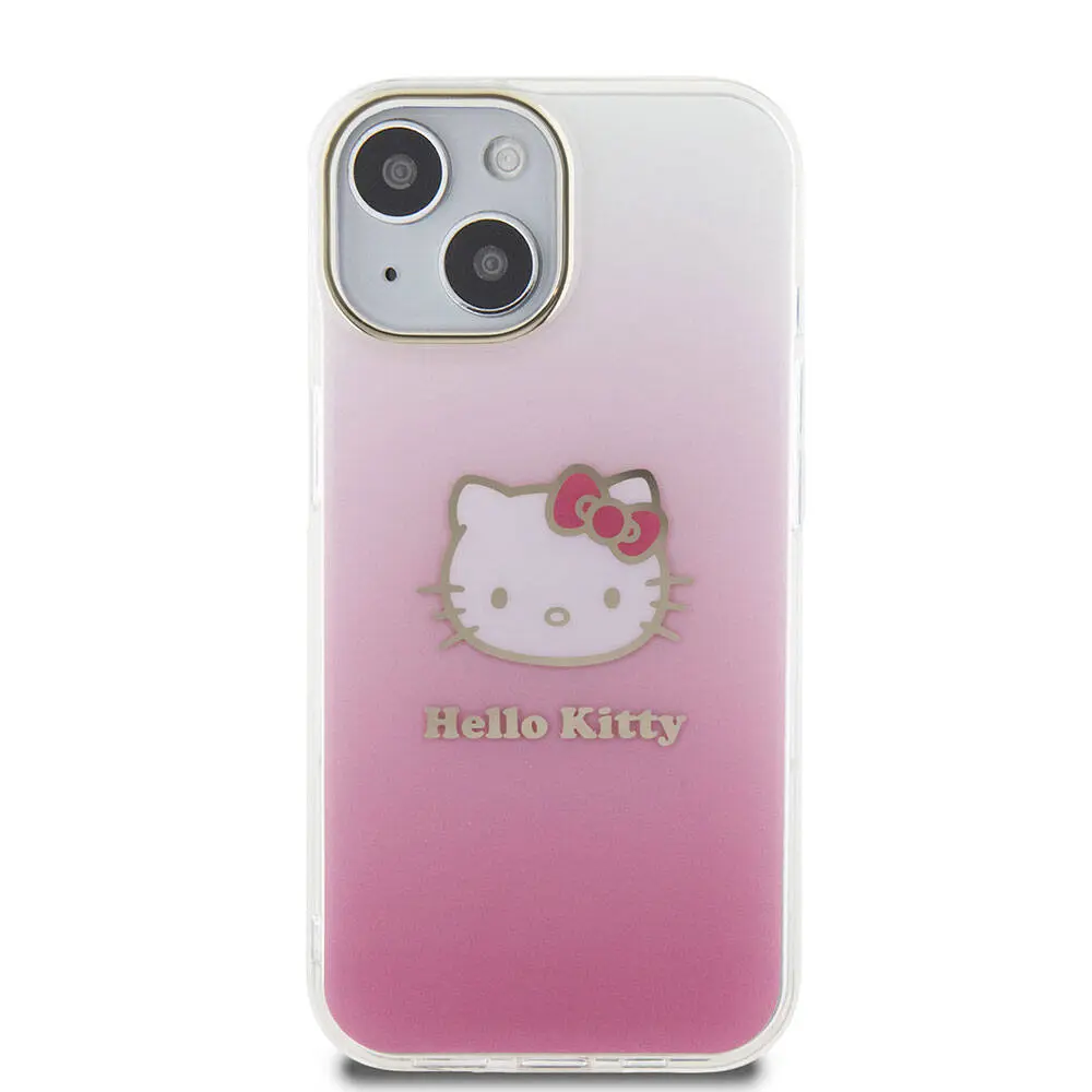 iPhone 15 Hello Kitty Lisanslı Elektroplating Gradyan Kılıf - Pembe