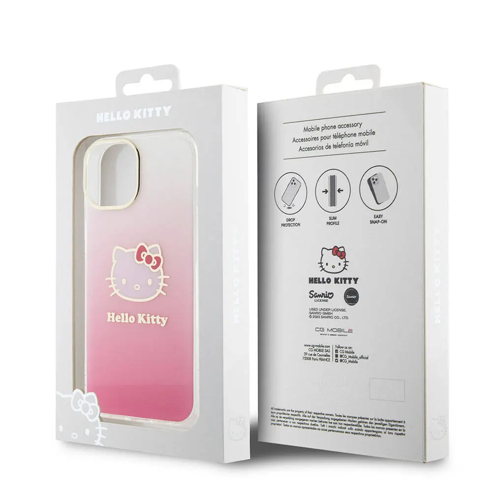 iPhone 15 Hello Kitty Lisanslı Elektroplating Gradyan Kılıf - Pembe