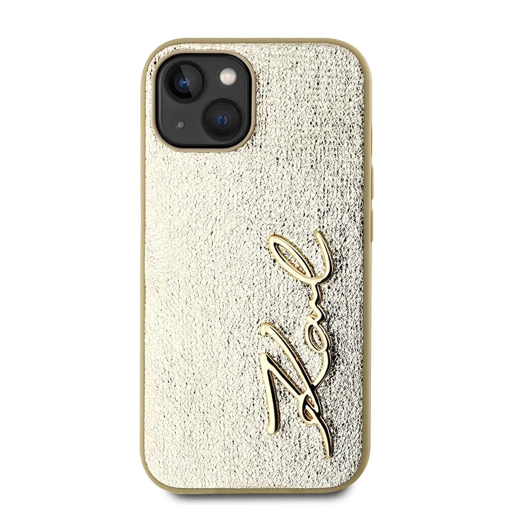 iPhone 15 Kılıf, 3D KL Yazılı Tüylü Arka Yüzey - Karl Lagerfeld