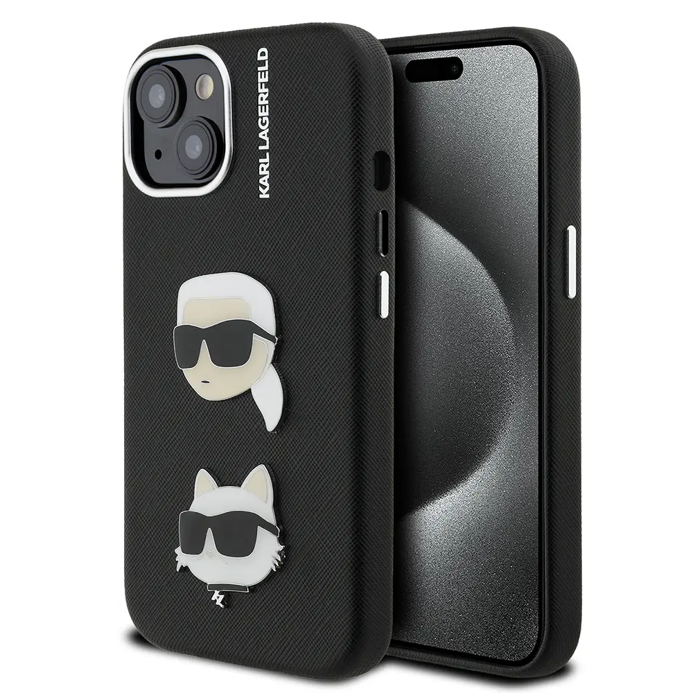 iPhone 15 Kılıf, Lisanslı K&C Heads Pin Tasarım - Karl Lagerfeld
