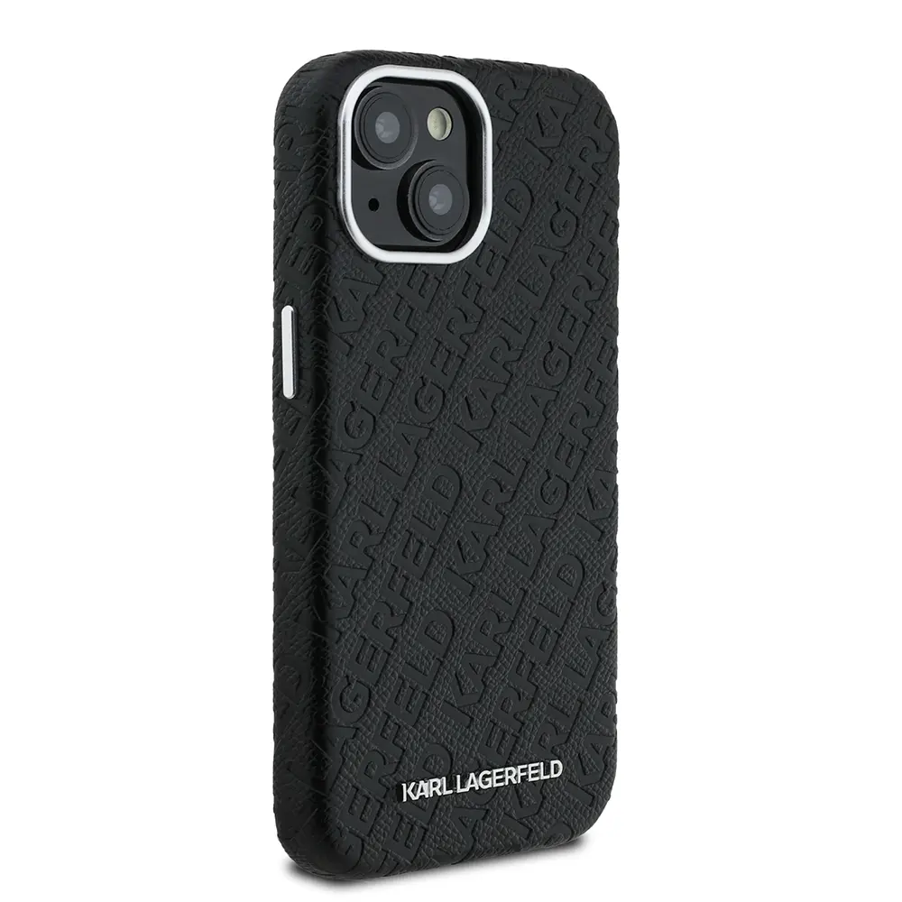 iPhone 15 PU Deri Metal Logolu Kılıf - Karl Lagerfeld