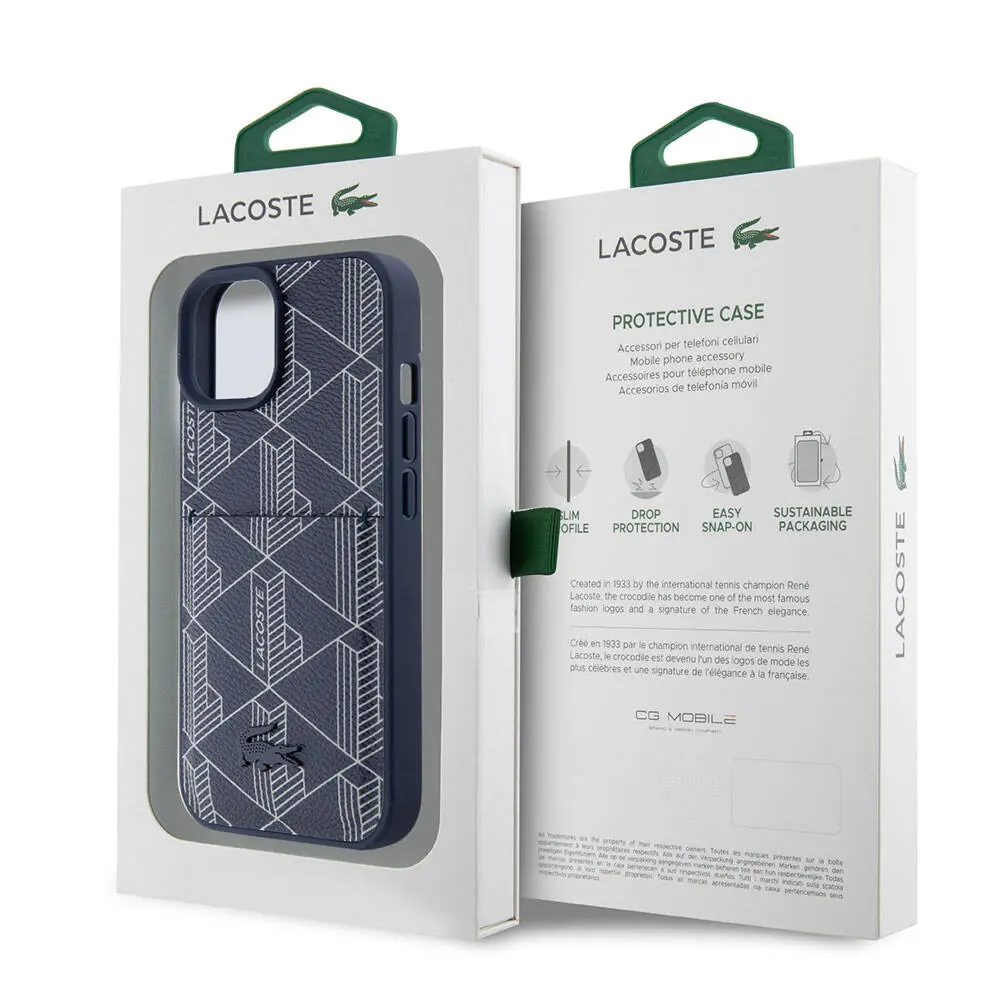 iPhone 15 MagSafe Uyumlu Kartlıklı Kılıf - Lacoste Lisanslı Monogram