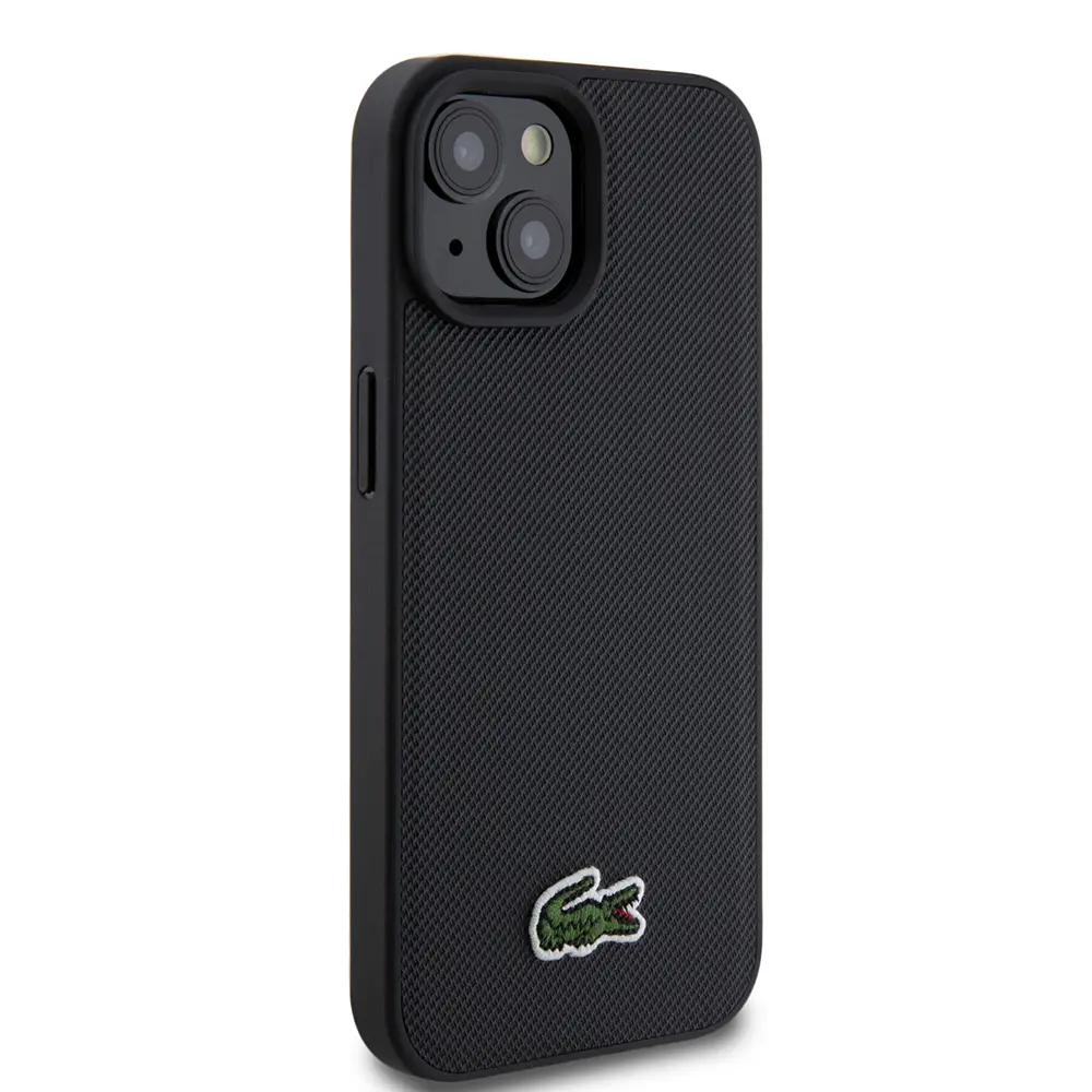 Apple iPhone 15 Kılıf Lacoste Orjinal Lisanslı PU Pike Desenli Arka Yüzey İkonik Timsah Dokuma Logolu Kapak + Type-C Kablo 1.5m