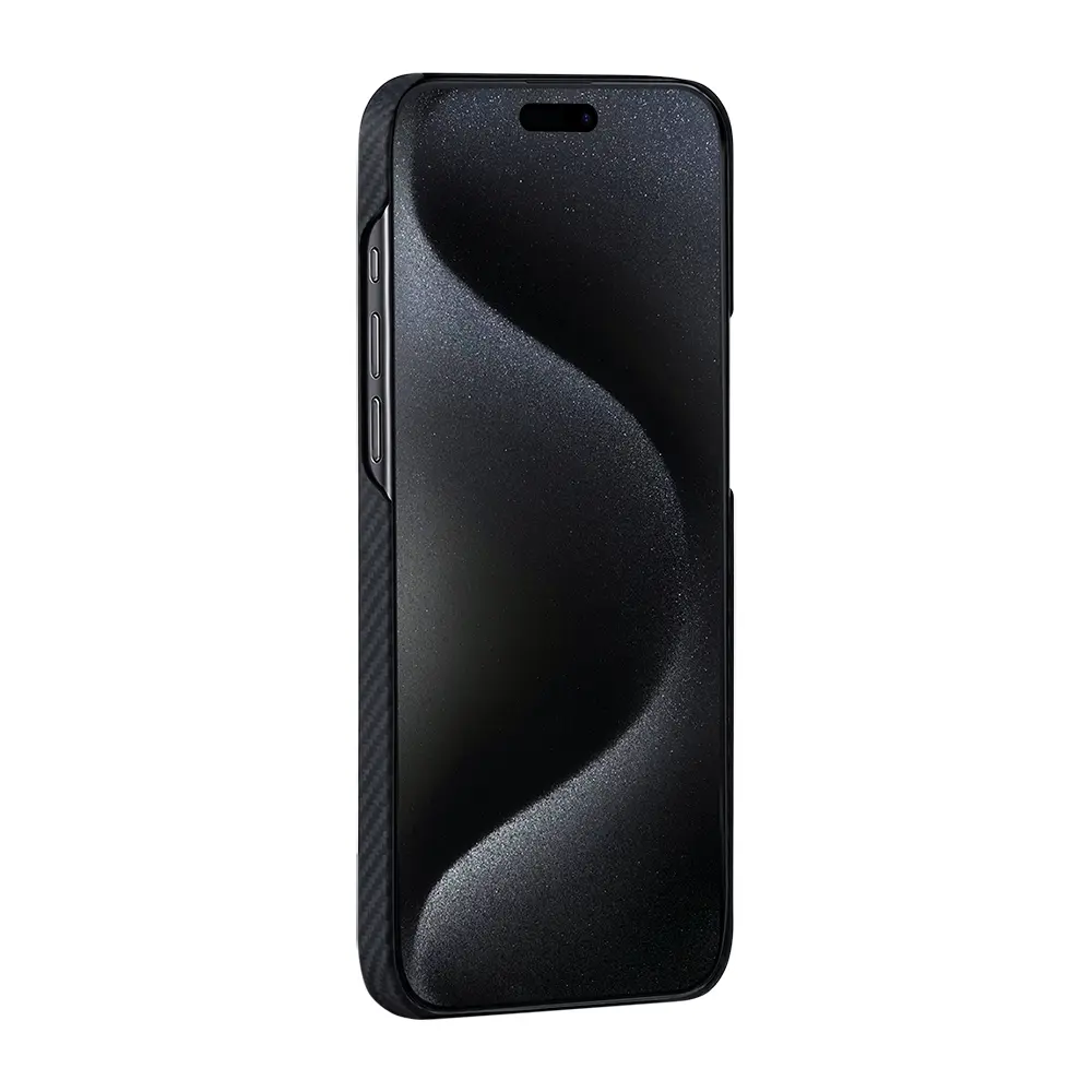 Apple iPhone 15 Kılıf M-safe Şarj Özellikli 600D Aramid Karbon Fiber Pitaka Tactile Woven Orchestra Serisi Rhapsody Kapak