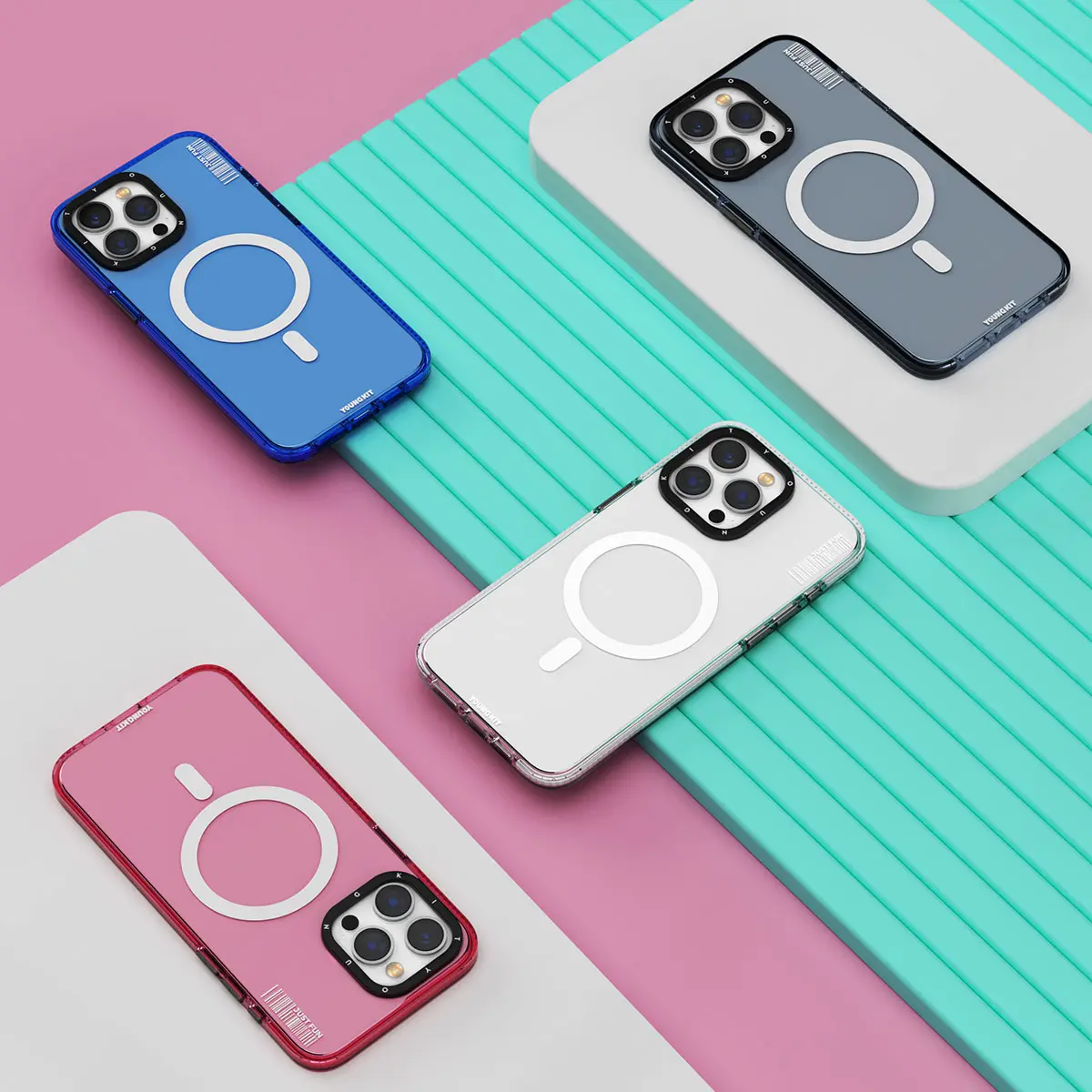 iPhone 15 MagSafe Uyumlu Şeffaf Kılıf - Youngkit Crystal Color