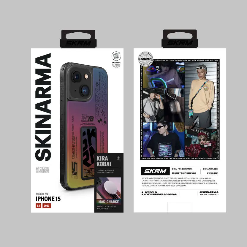iPhone 15 Standlı Deri Görünümlü Kılıf - Skinarma Kira Kobai