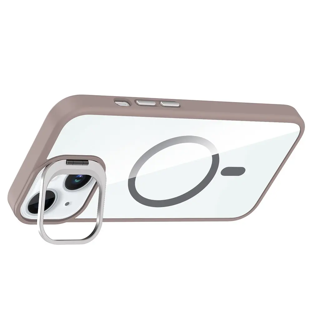 iPhone 15 MagSafe Uyumlu Şeffaf Standlı Kılıf - Zore Etro