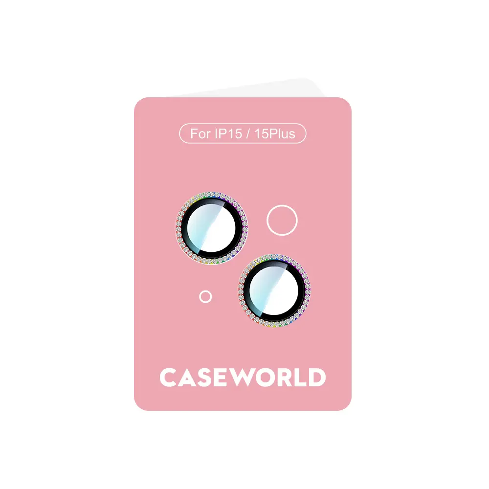 iPhone 15 Plus Taşlı Kamera Lens Koruyucu - CaseWorld Alloy Sparkling Diamond