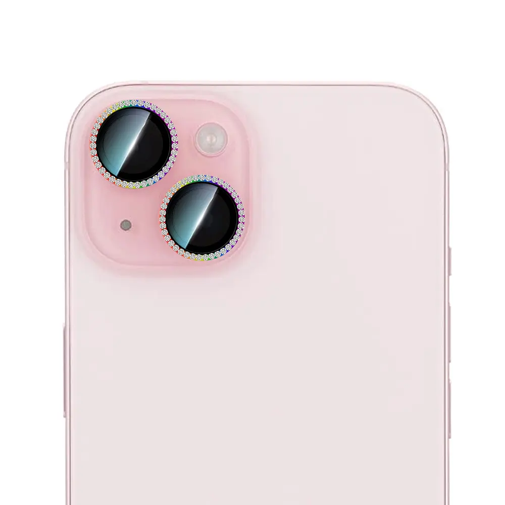 iPhone 15 Plus Taşlı Kamera Lens Koruyucu - CaseWorld Alloy Sparkling Diamond