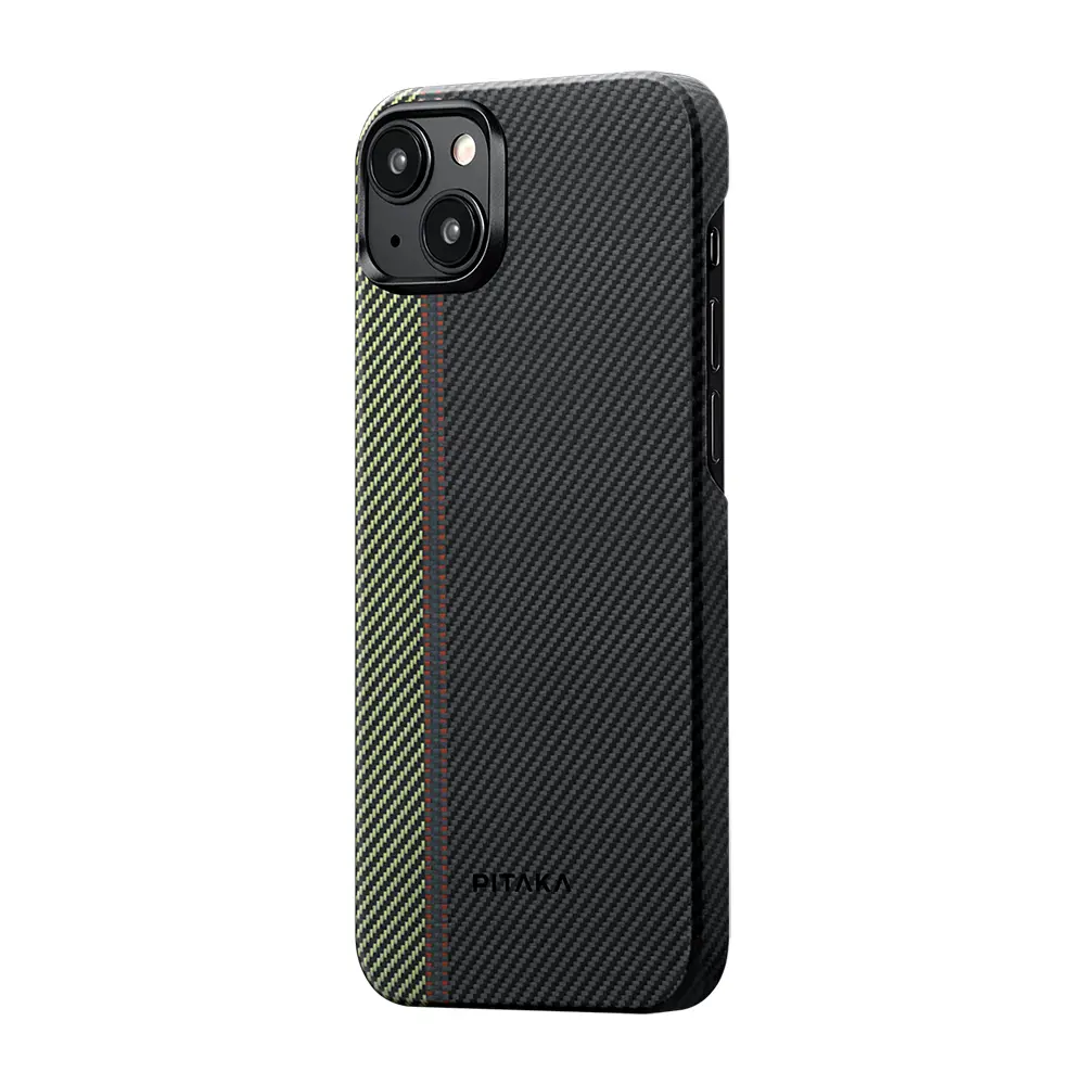 Apple iPhone 15 Plus Kılıf M-safe Şarj Özellikli 600D Aramid Karbon Fiber Pitaka Tactile Woven Orchestra Serisi Overture Kapak