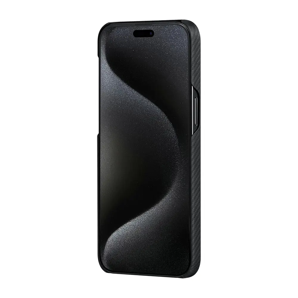 Apple iPhone 15 Plus Kılıf M-safe Şarj Özellikli 600D Aramid Karbon Fiber Pitaka Tactile Woven Orchestra Serisi Rhapsody Kapak