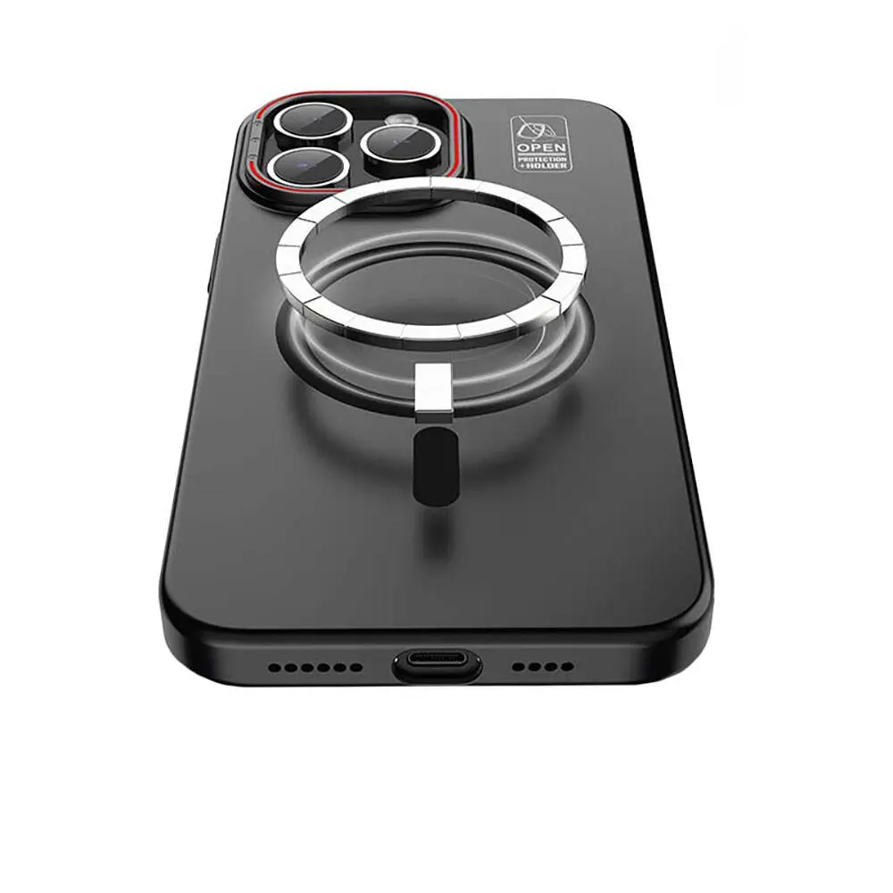 iPhone 15 Plus MagSafe Uyumlu Standlı Mat Kılıf - Recci Glaze