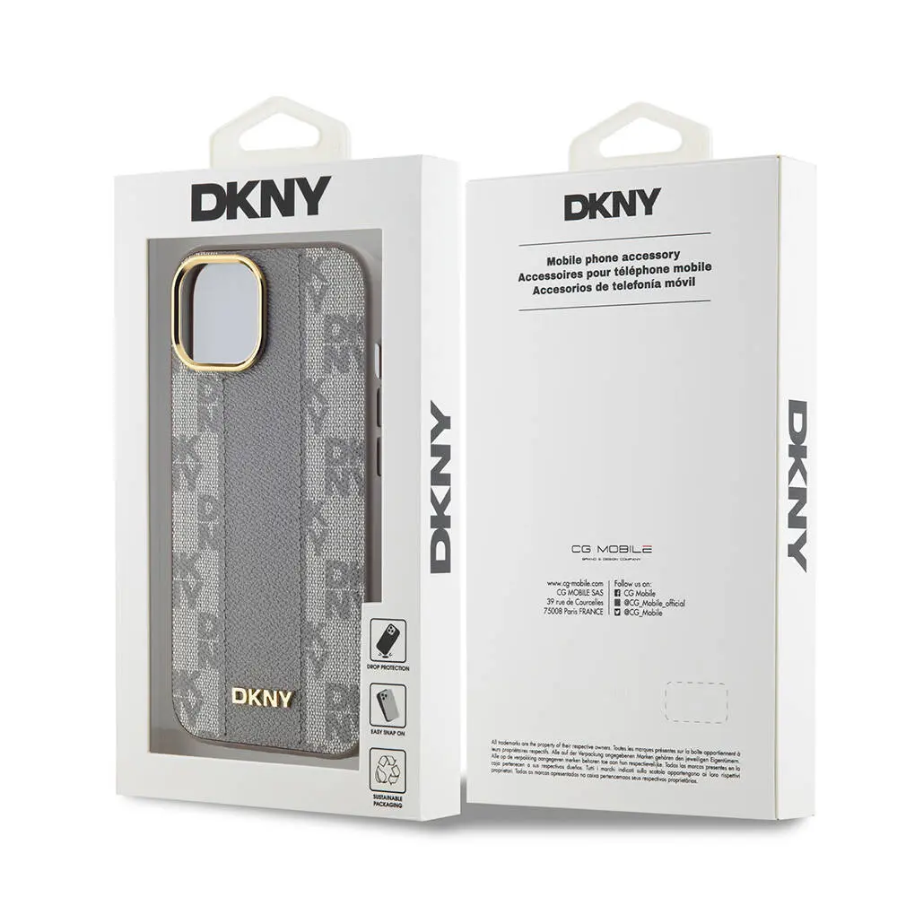iPhone 15 Plus MagSafe Uyumlu Kılıf - DKNY Checkered Pattern