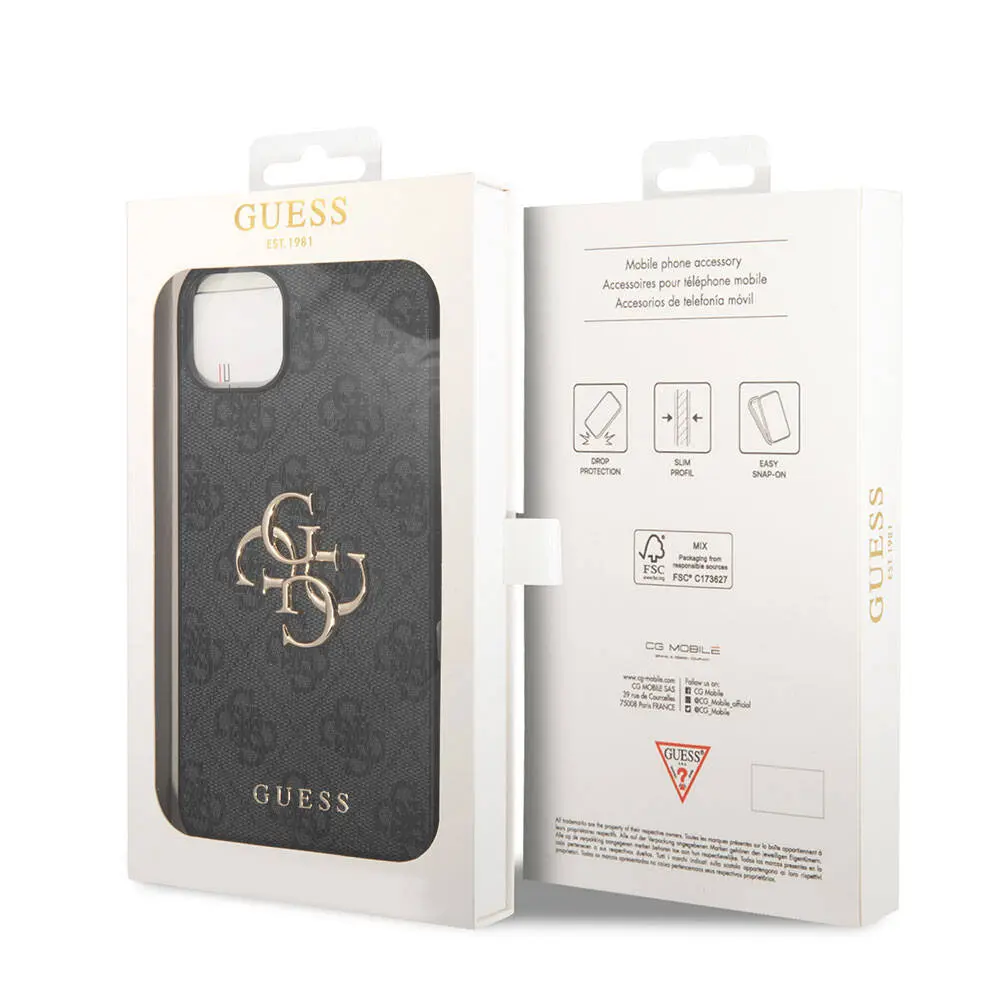 iPhone 15 Plus PU Deri Kılıf, 4G Metal Logolu - Guess