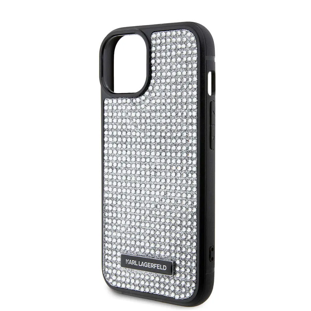 iPhone 15 Plus Taşlı Metal Logo Kılıf - Karl Lagerfeld Lisanslı