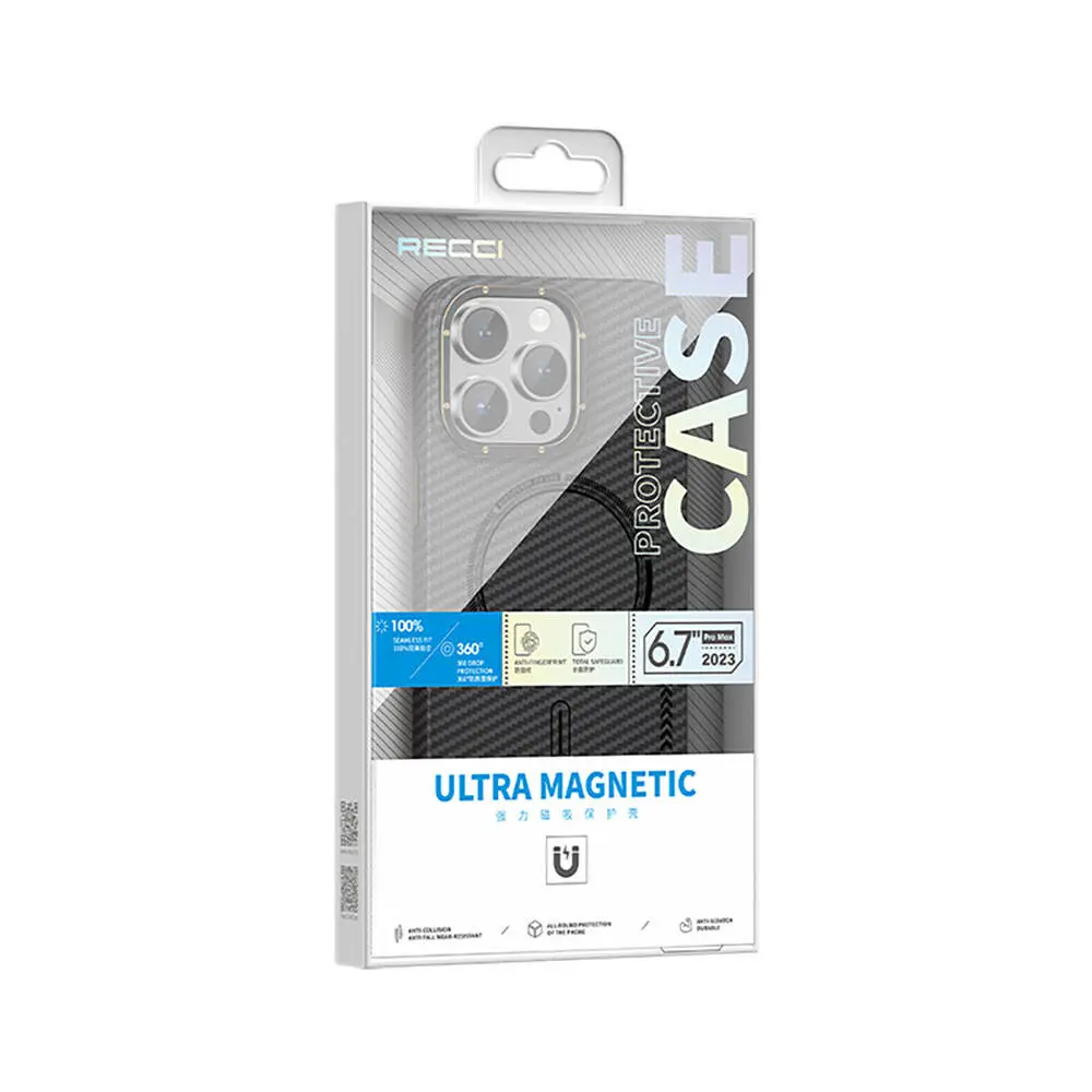 iPhone 15 Plus MagSafe Uyumlu Karbon Kılıf - Recci Machinist