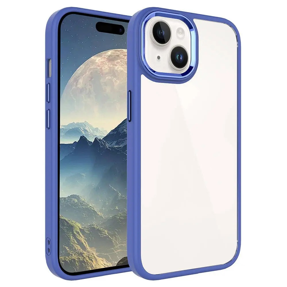 iPhone 15 Plus Şeffaf Arka Yüzeyli Kılıf - Zore Krom Kapak