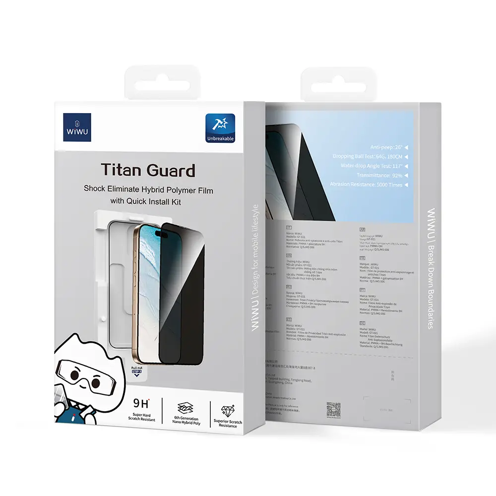 iPhone 15 Plus Privacy Ekran Koruyucu Film - Wiwu GT-021 Titan Guard