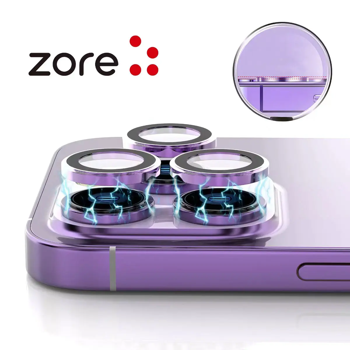 iPhone 15 Plus Safir Kamera Lens Koruyucu, Parmak İzi Bırakmayan - Zore CL-12