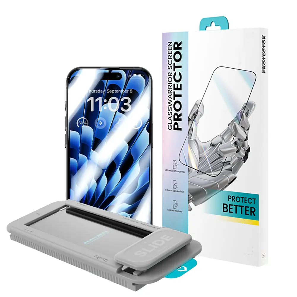iPhone 15 Pro Temperli Cam Ekran Koruyucu, Uygulama Aparatlı - Benks Glass Warrior HD