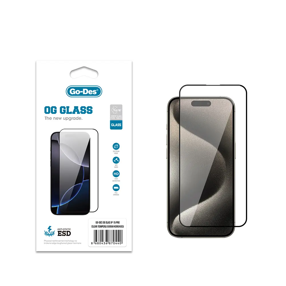 iPhone 15 Pro Temperli Cam Ekran Koruyucu - Go Des OG Glass