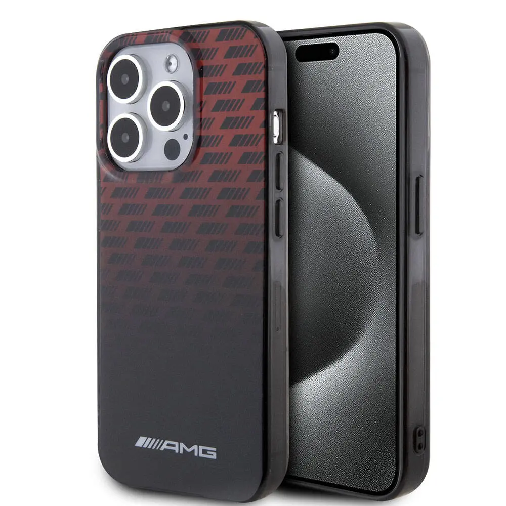 iPhone 15 Pro Çift Katmanlı Lisanslı Kılıf - AMG Dörtgen Şerit Desenli