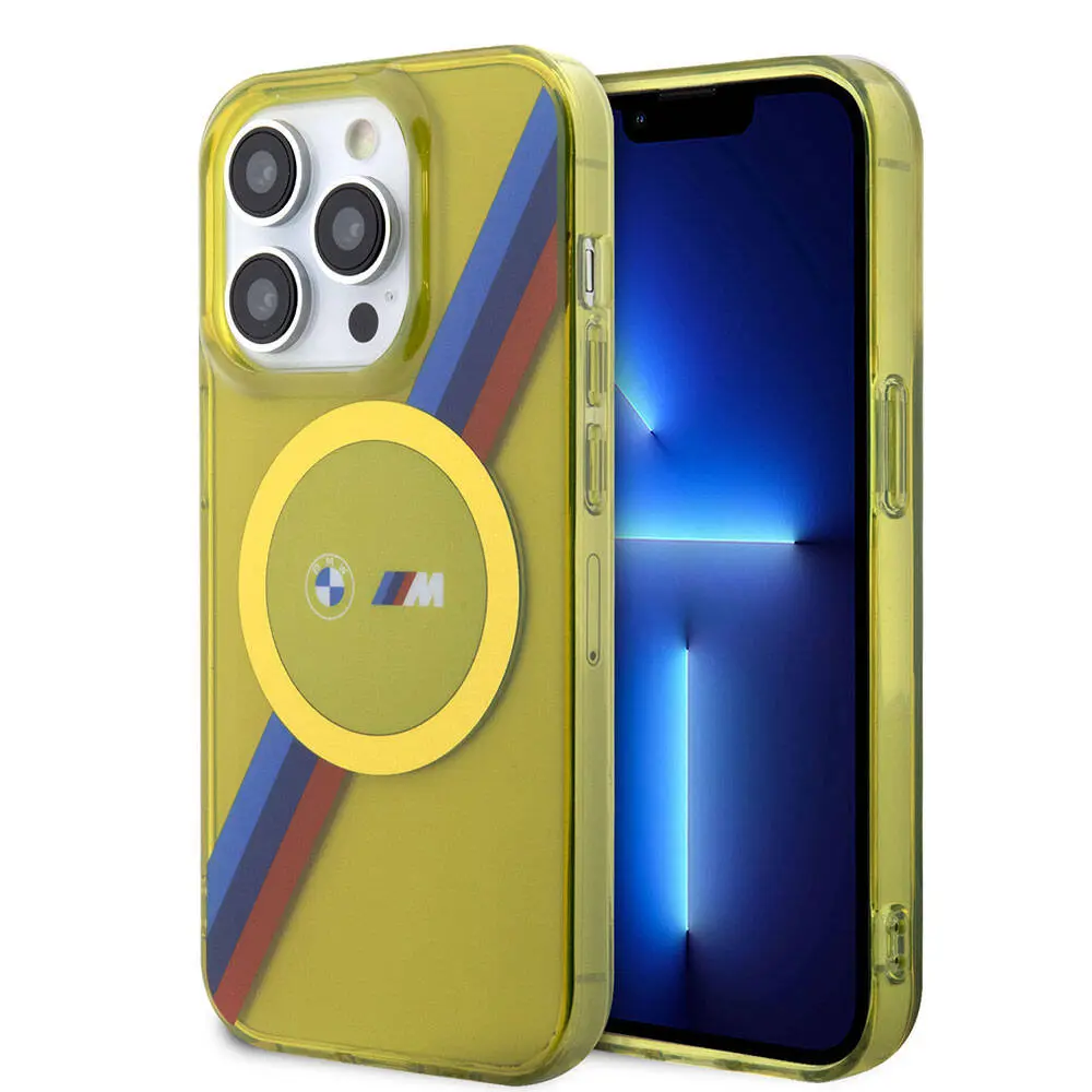 iPhone 15 Pro MagSafe Uyumlu Şeffaf Kılıf - BMW Tricolor Stripes