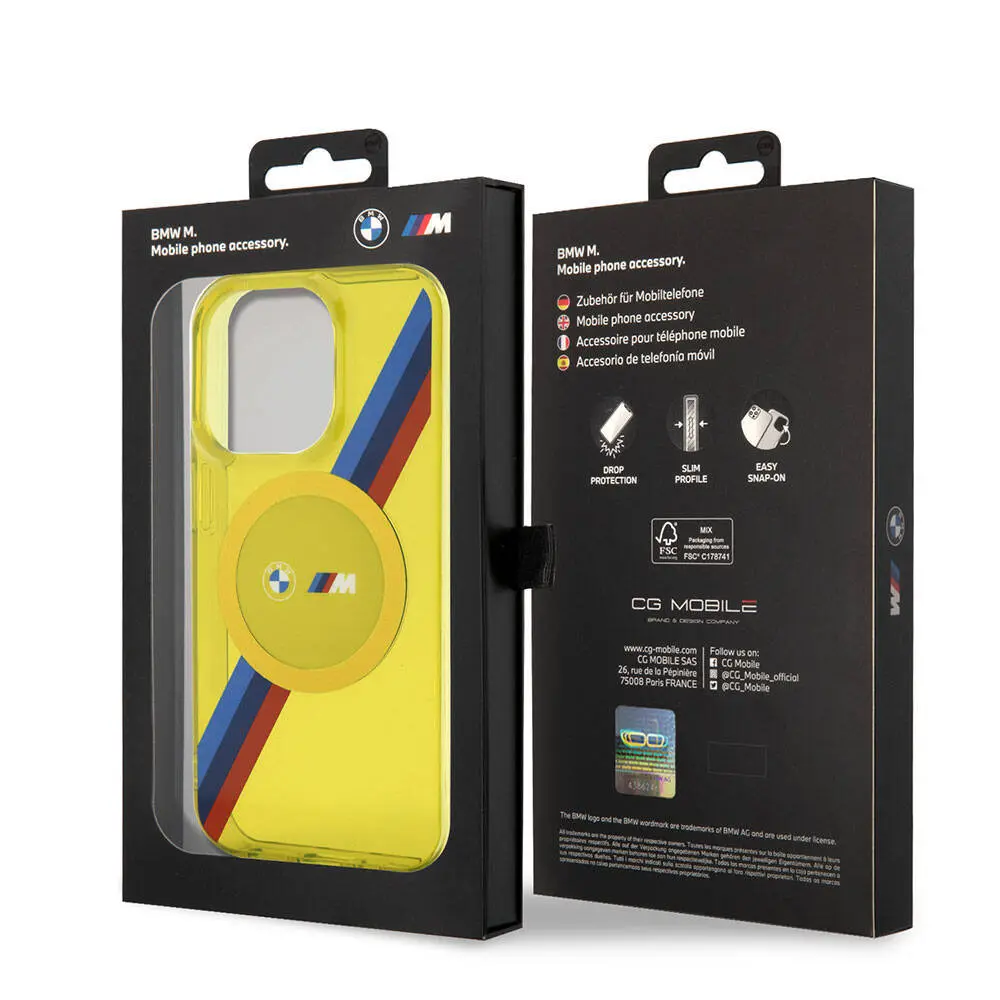 iPhone 15 Pro MagSafe Uyumlu Şeffaf Kılıf - BMW Tricolor Stripes