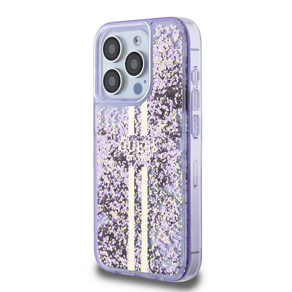 iPhone 15 Pro Transparan Sıvılı Simli Kılıf - Guess Lisanslı