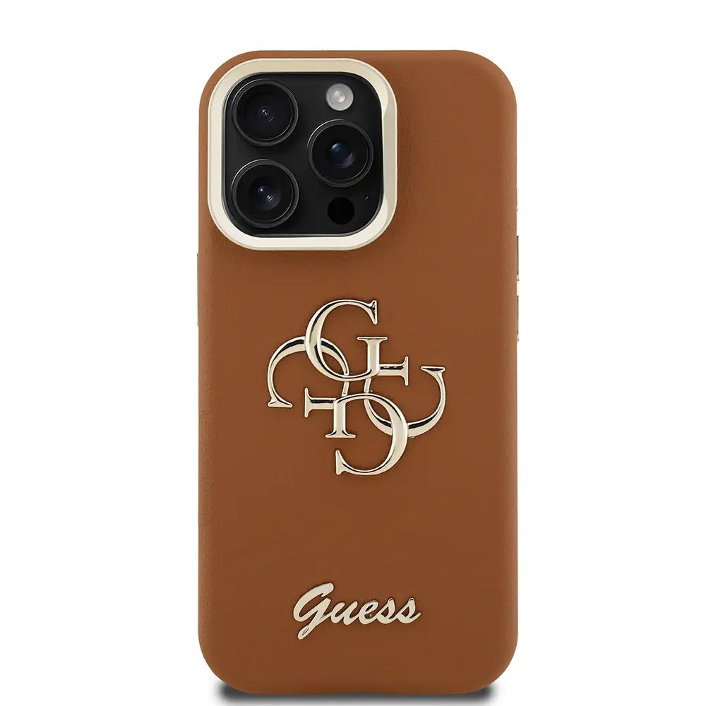 iPhone 15 Pro Kamera Standlı Lisanslı Kılıf - Guess Grained Yazı Logolu