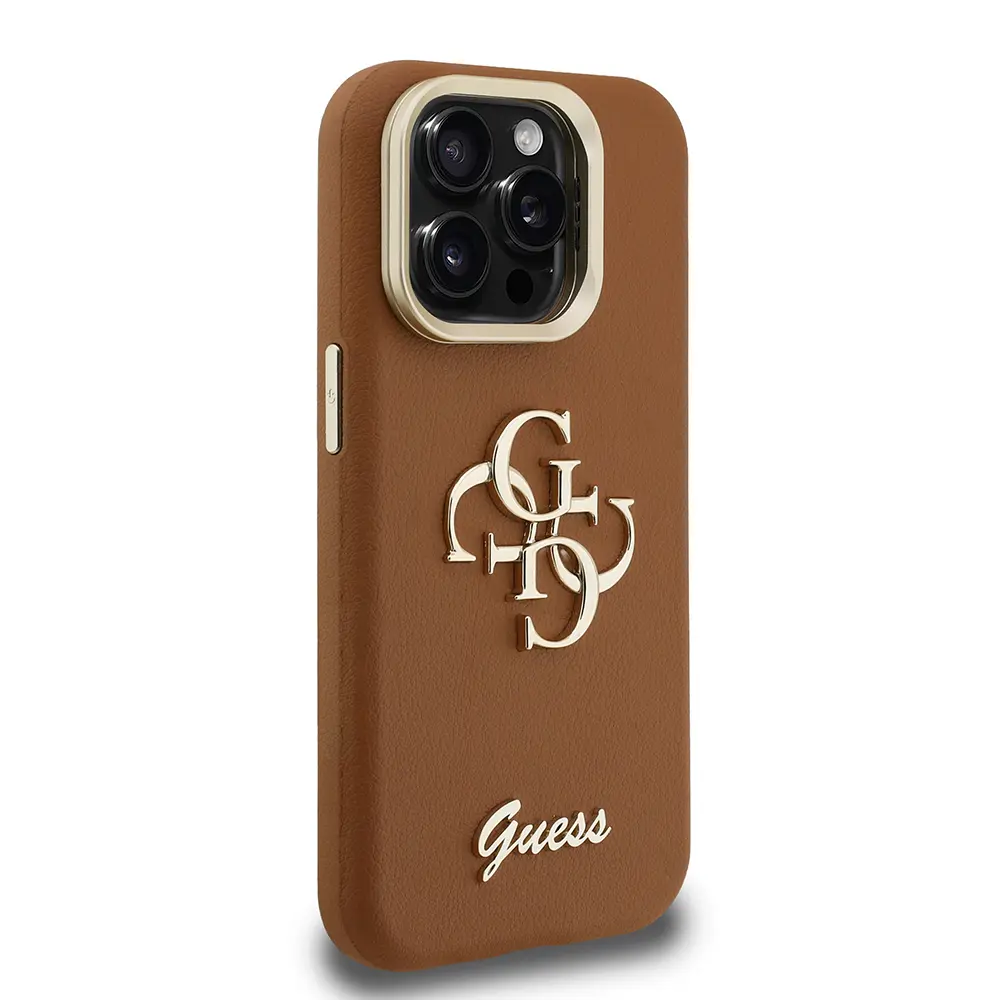 iPhone 15 Pro Kamera Standlı Lisanslı Kılıf - Guess Grained Yazı Logolu