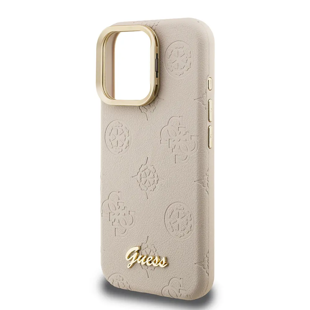 iPhone 15 Pro MagSafe Uyumlu Kamera Standlı PU Deri Kılıf - Guess Peony