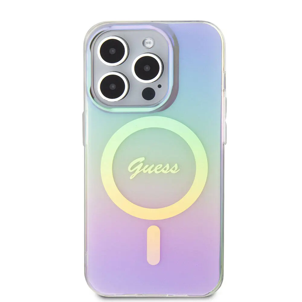 iPhone 15 Pro MagSafe Uyumlu Kılıf - Guess Iridescent Logolu